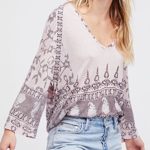 Free People Lilac Medallion Top NWT Long Sleeve - Picture 2 of 4